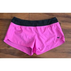 Pink Victoria's Secret Running Shorts Neon Pink Black Waistband Sz Large 2014
